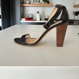 J. Crew ankle strap buckle stacked heel sandals